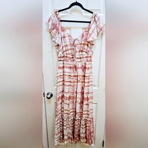 Nine West Flutter Sleeve Maxi Dress